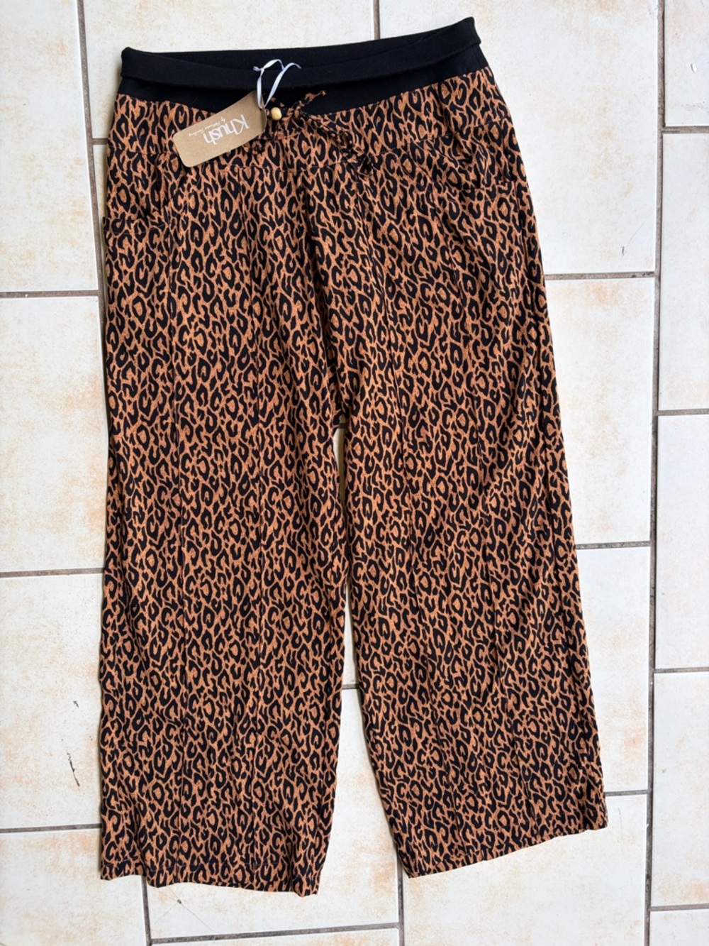 KHUSH Print Wide Leg Boutique Pants - Black & Brown